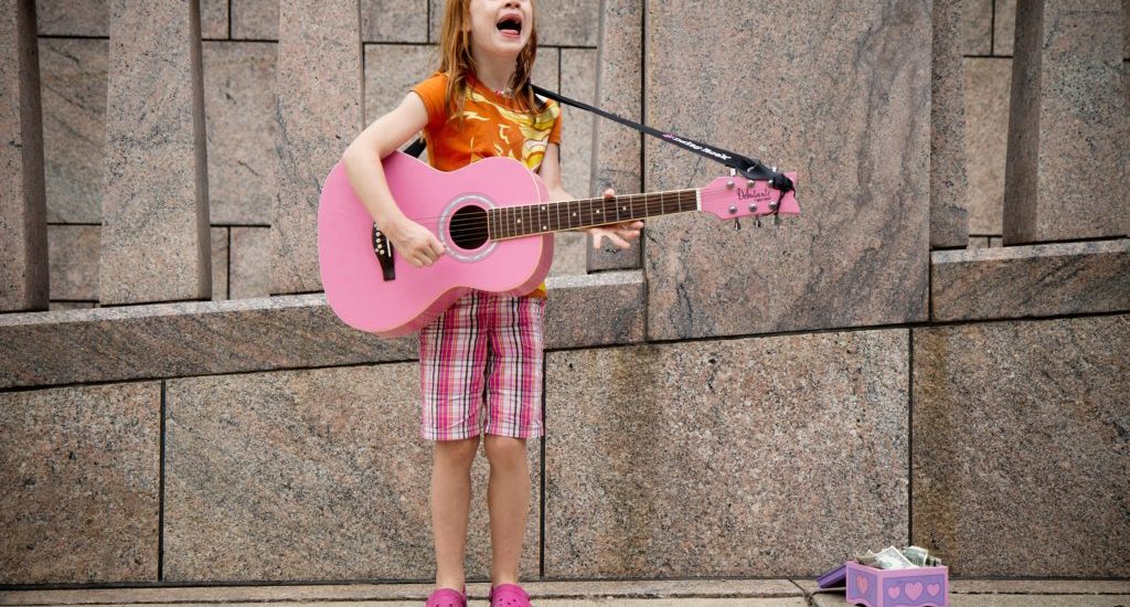 Young girl performing